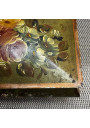 Vintage Painted Metal Trinket Box – Floral Rose Design and Ball Feet