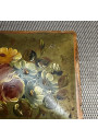 Coffret vintage en métal peint à décor floral – Roses et pieds boule