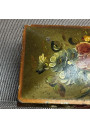 Vintage Painted Metal Trinket Box – Floral Rose Design and Ball Feet