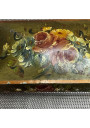 Coffret vintage en métal peint à décor floral – Roses et pieds boule