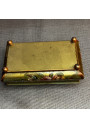 Vintage Painted Metal Trinket Box – Floral Rose Design and Ball Feet