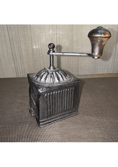 Antique Metal Coffee Grinder with Hand Crank - B T