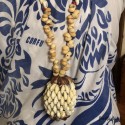 Vintage Tahitian shell necklace | Large pendant | 70s