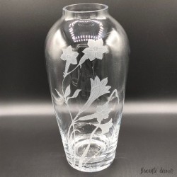 ❀ Large transparent glass vase decorated with daffodils