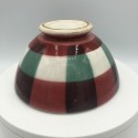 Ancien bol motif torchon | Rouge, blanc et vert