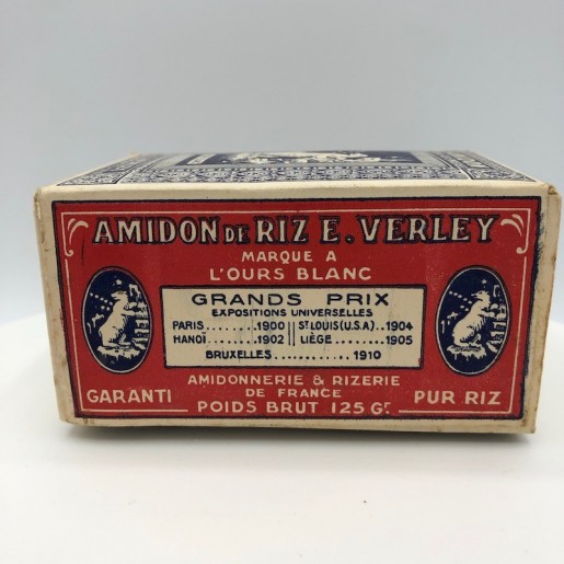 Ancienne boîte Amidon E . VERLEY | A L'OURS BLANC | Scellée et pleine