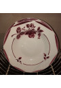 Lot of 5 old soup plates with burgundy floral decor