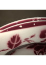 Lot of 5 old soup plates with burgundy floral decor