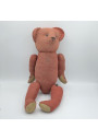 Old red cloth bear | Fasten buttons | Straw padding