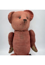 Old red cloth bear | Fasten buttons | Straw padding