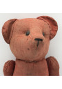Old red cloth bear | Fasten buttons | Straw padding