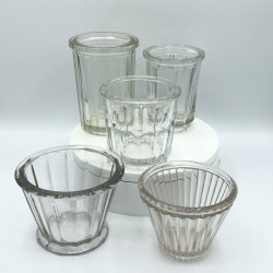 Lot of 5 old straight and conical glass jam jars