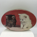 Ancienne boîte en tôle lithographiée | Décor Chatons | Confiserie Louis Clauss Paris