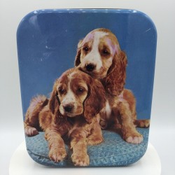 Old lithographed tin box | Puppy decor | Louis Clauss confectionery Paris