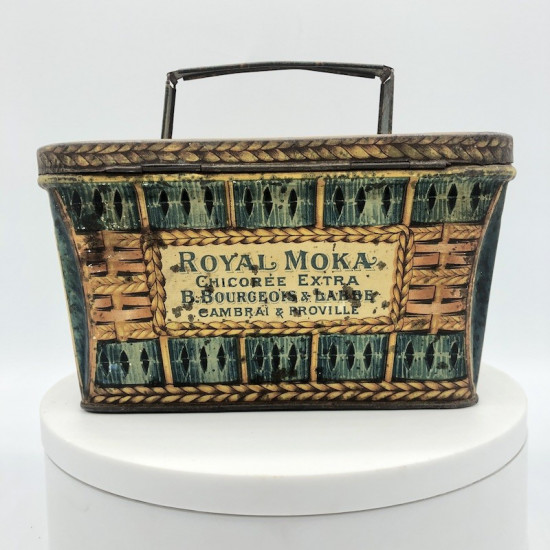Ancienne boîte en tôle lithographiée | Panier | Royal Moka Chicorée Extra | Collection
