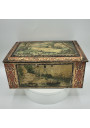 Old lithographed tin box | For biscuits or jewelry | Interior mirror