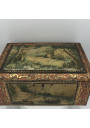 Old lithographed tin box | For biscuits or jewelry | Interior mirror