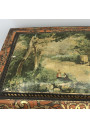 Old lithographed tin box | For biscuits or jewelry | Interior mirror