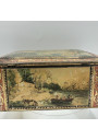 Old lithographed tin box | For biscuits or jewelry | Interior mirror