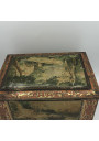Old lithographed tin box | For biscuits or jewelry | Interior mirror