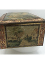 Old lithographed tin box | For biscuits or jewelry | Interior mirror