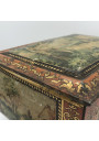 Old lithographed tin box | For biscuits or jewelry | Interior mirror