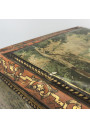 Old lithographed tin box | For biscuits or jewelry | Interior mirror
