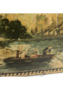 Old lithographed tin box | For biscuits or jewelry | Interior mirror