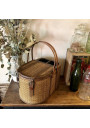 Woven rattan and wood picnic basket | Vintage decor