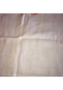 Ancienne nappe blanche | Broderie rose | Linge de table ancien