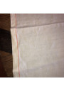 Ancienne nappe blanche | Broderie rose | Linge de table ancien