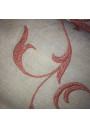 Ancienne nappe blanche | Broderie rose | Linge de table ancien