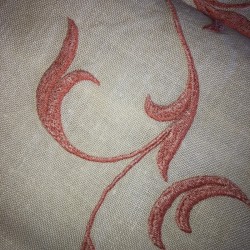 Old white tablecloth | Pink embroidery | Old table linen