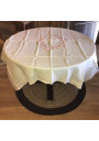 Ancienne nappe blanche | Broderie rose | Linge de table ancien