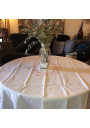 Ancienne nappe blanche | Broderie rose | Linge de table ancien