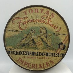 Ancienne boîte en tôle lithographié | Tortas Imperiales | Turrones Pico
