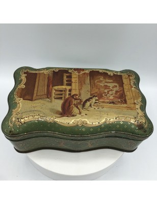 Old lithographed tin box | Privas candied chestnuts | Advertising box