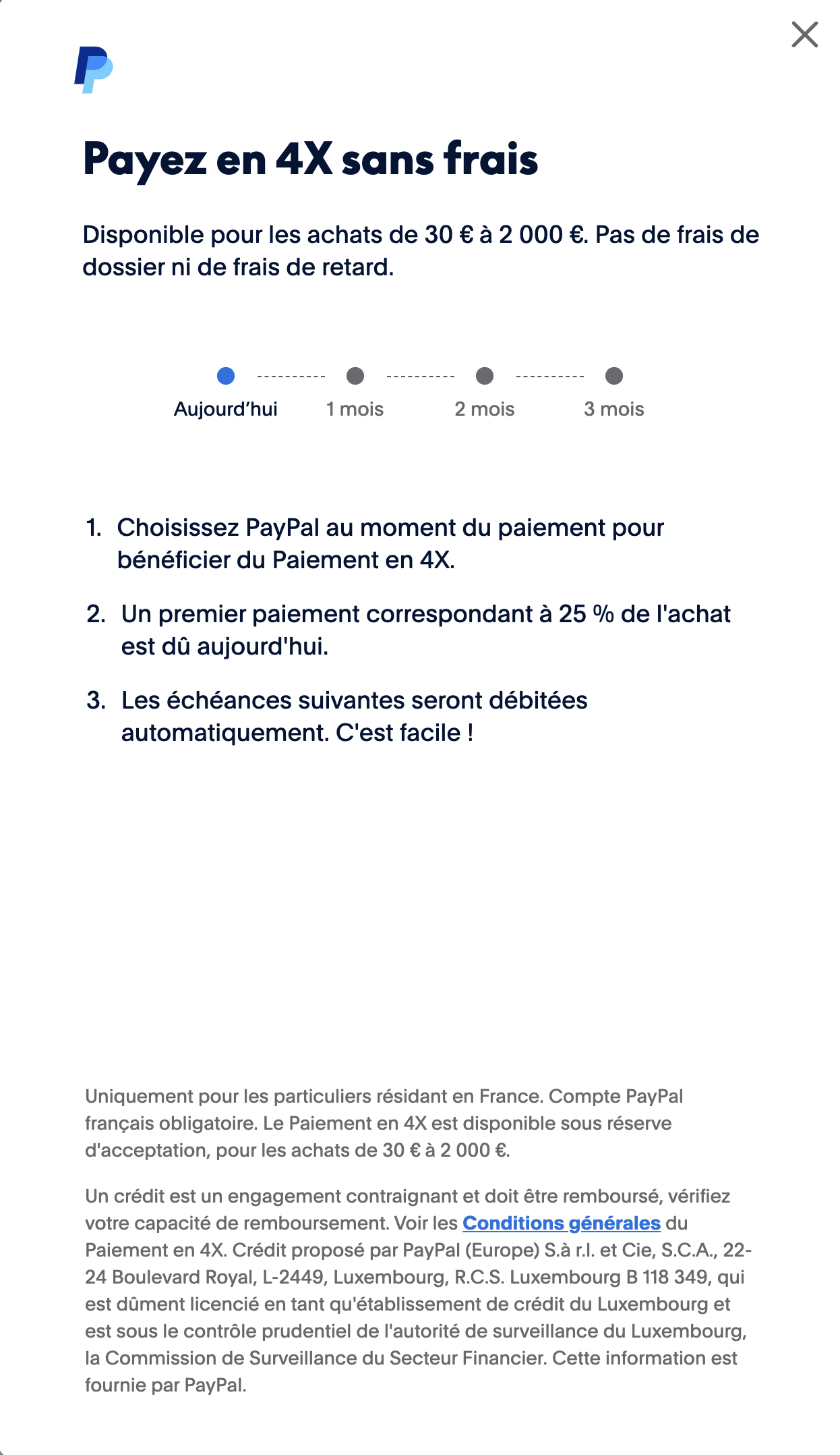 Paypal en 4 fois