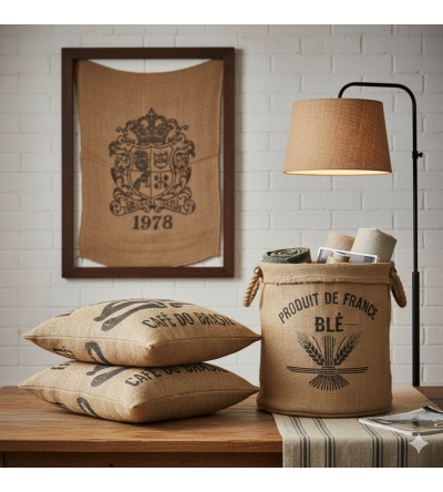 Les anciens sacs en toile de jute : un patrimoine textile au service de la décoration