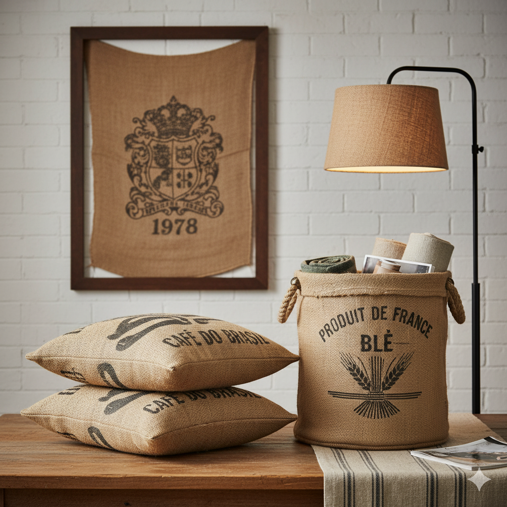 Les anciens sacs en toile de jute : un patrimoine textile au service de la décoration