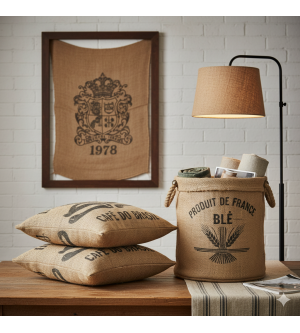 Les anciens sacs en toile de jute : un patrimoine textile au service de la décoration
